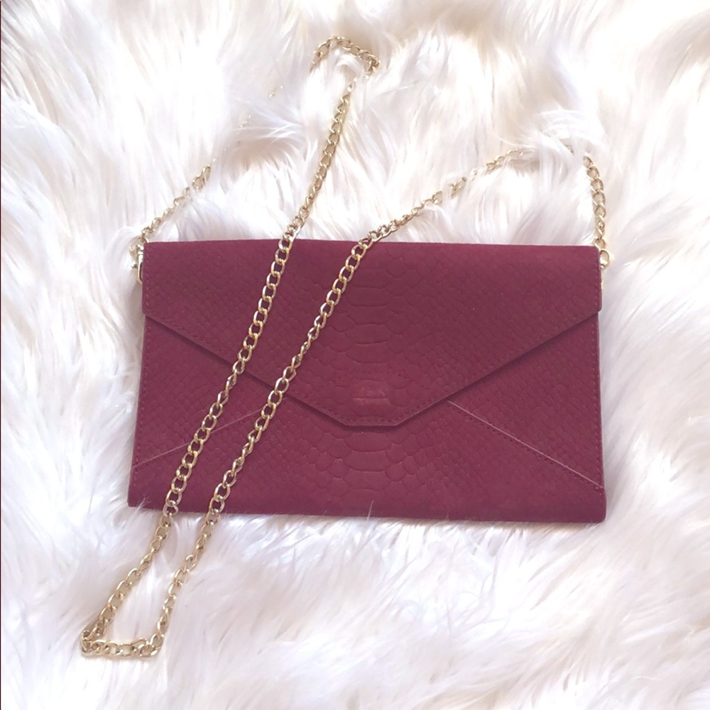 Burgundy Snakeskin Purse